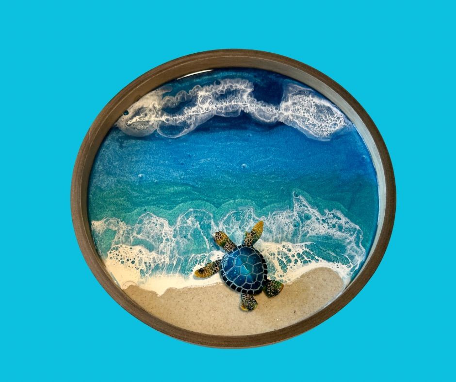 Beachy Tray and Resin Wall Art 