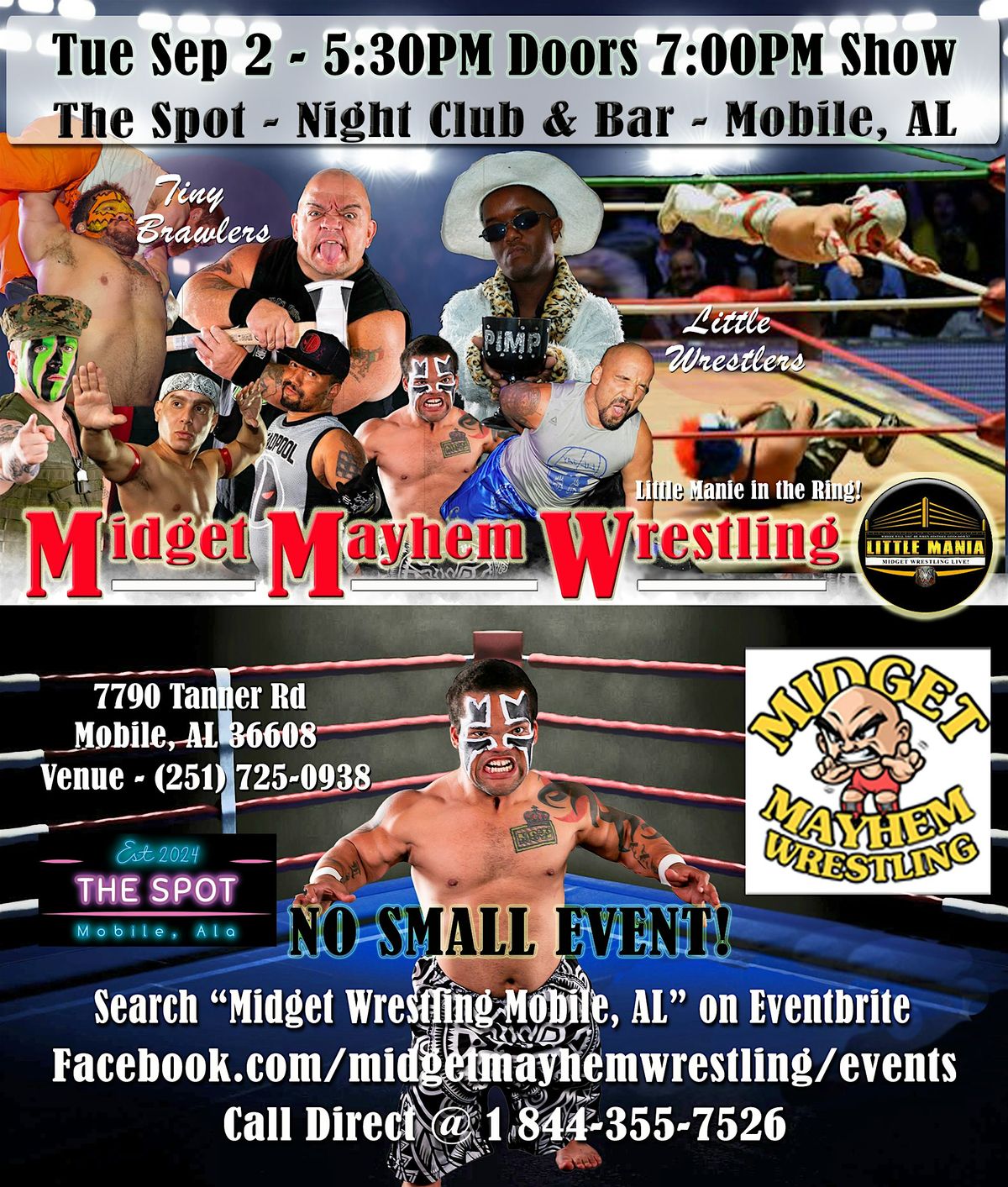 Midget Mayhem Wrestling Rips Through the Ring! Mobile AL 18+