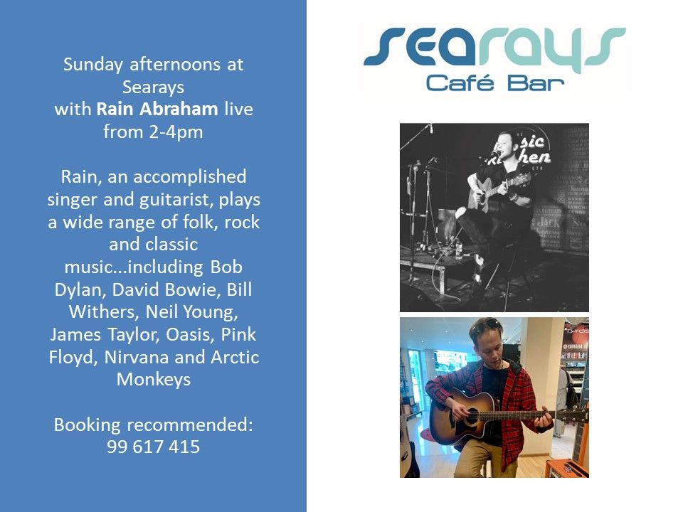 Rain Abraham live at Searays on Sunday afternoons