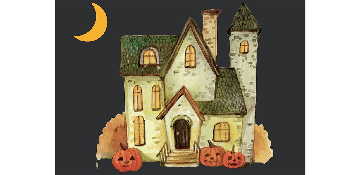 Mixed Media Halloween Spooky House  Art Class for Kids  of Ages 5\u201313