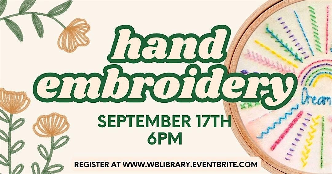 DIY Wednesday-Hand Embroidery( 14+Program)