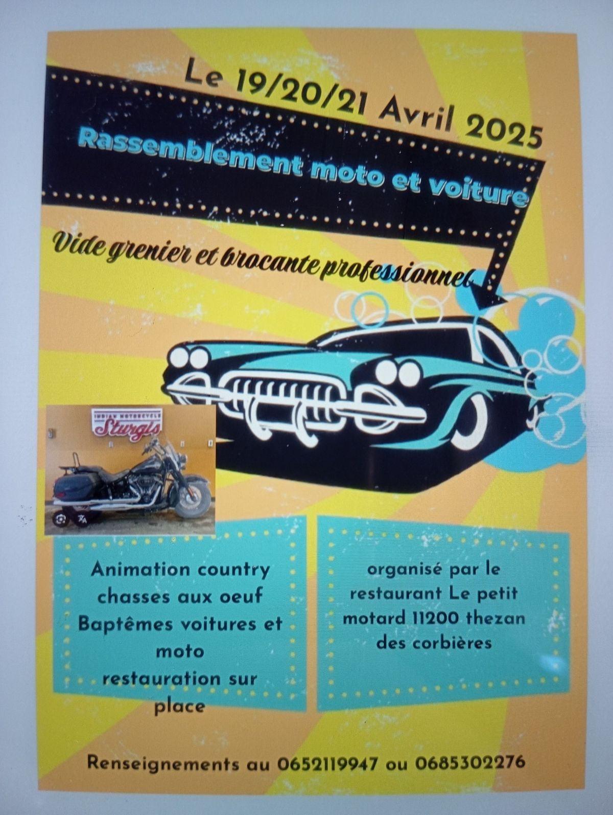 Rassemblement voiture moto brocante animation 