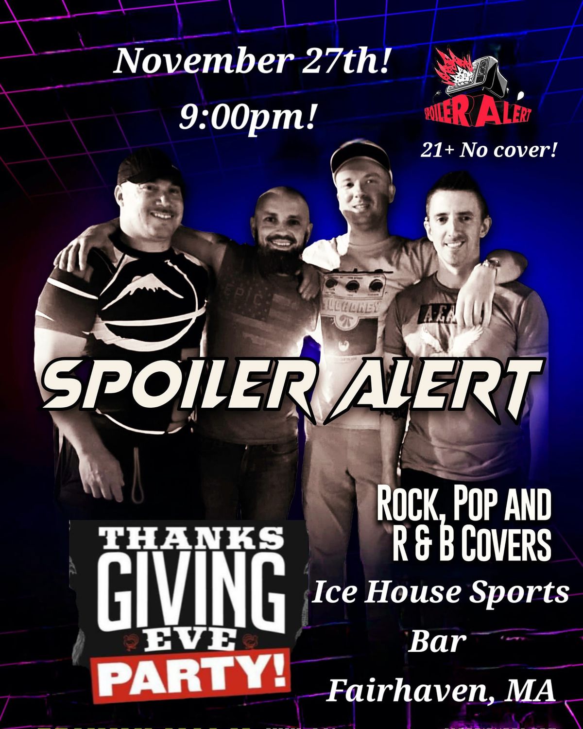 Spoiler Alert Thanksgiving Eve bash @ Ice House sports bar!