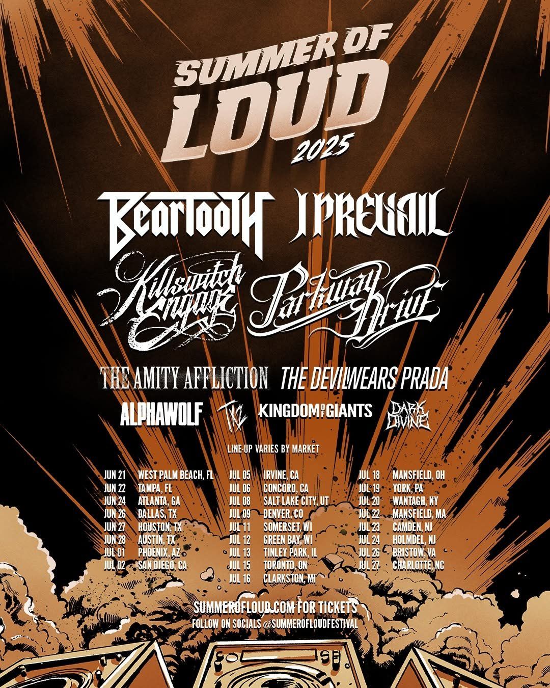 Summer of Loud Tour: Parkway Drive  Killswitch Engage  I Prevail & Beartooth