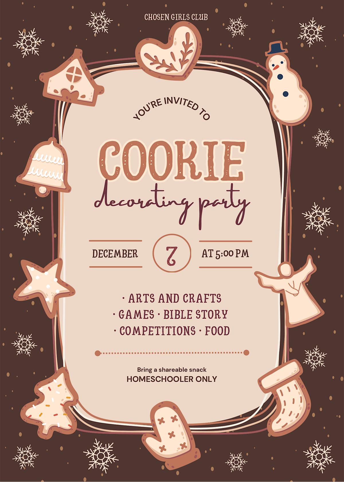 HOMESCHOOL Cookie Decorating Party- Chosen Girls Club