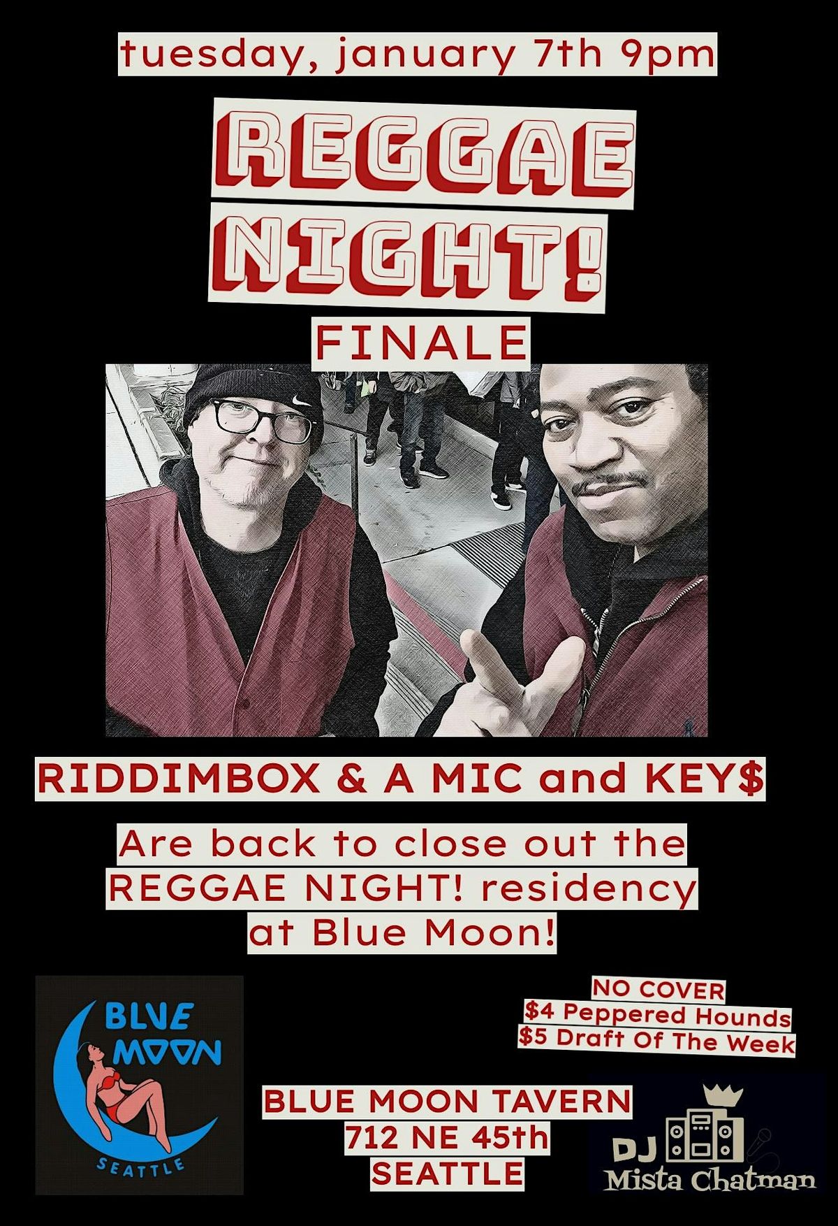 REGGAE NIGHT! FINALE @ Blue Moon ft RIDDIMBOX & A MIC and KEYS