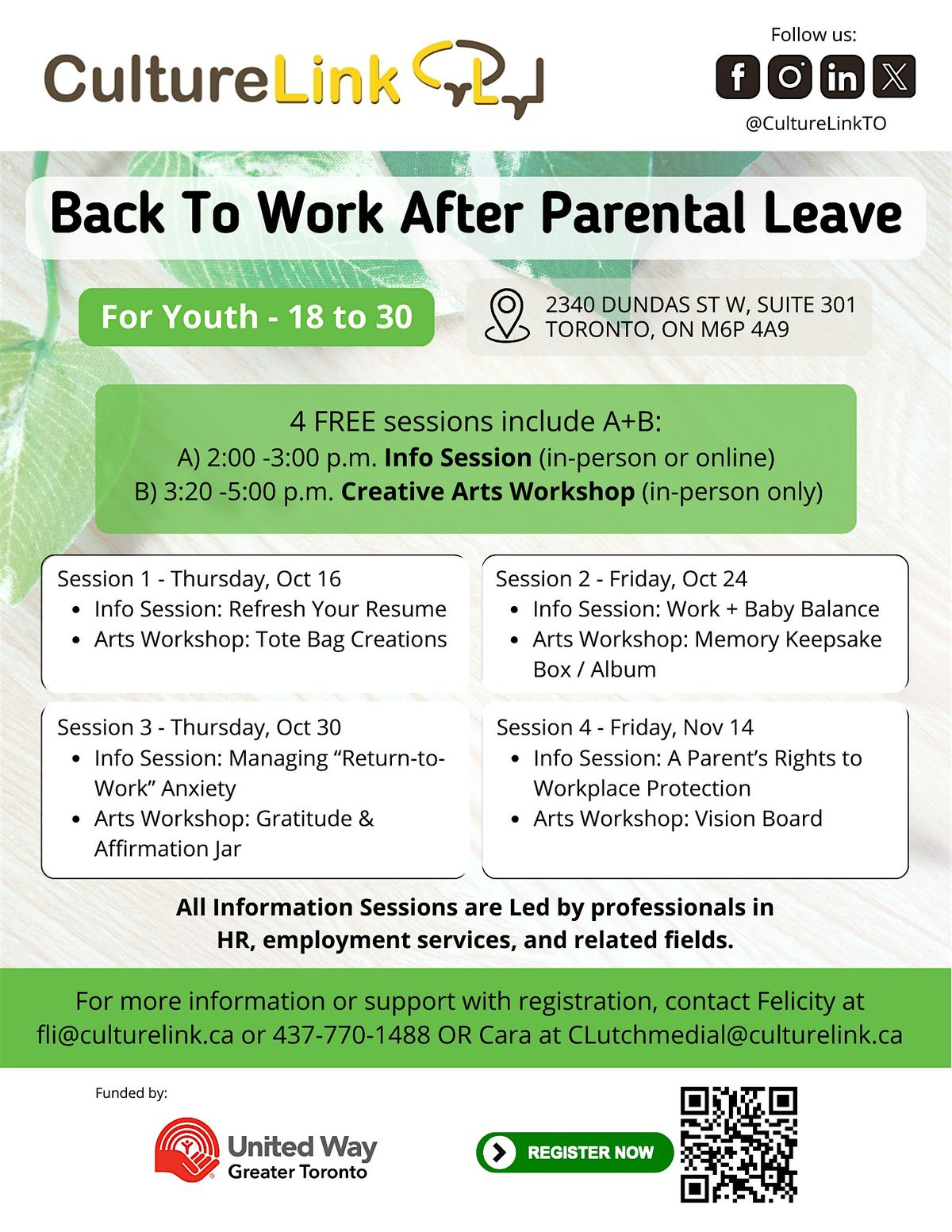 Back to Work After Parental Leave \u2013 Free Workshops