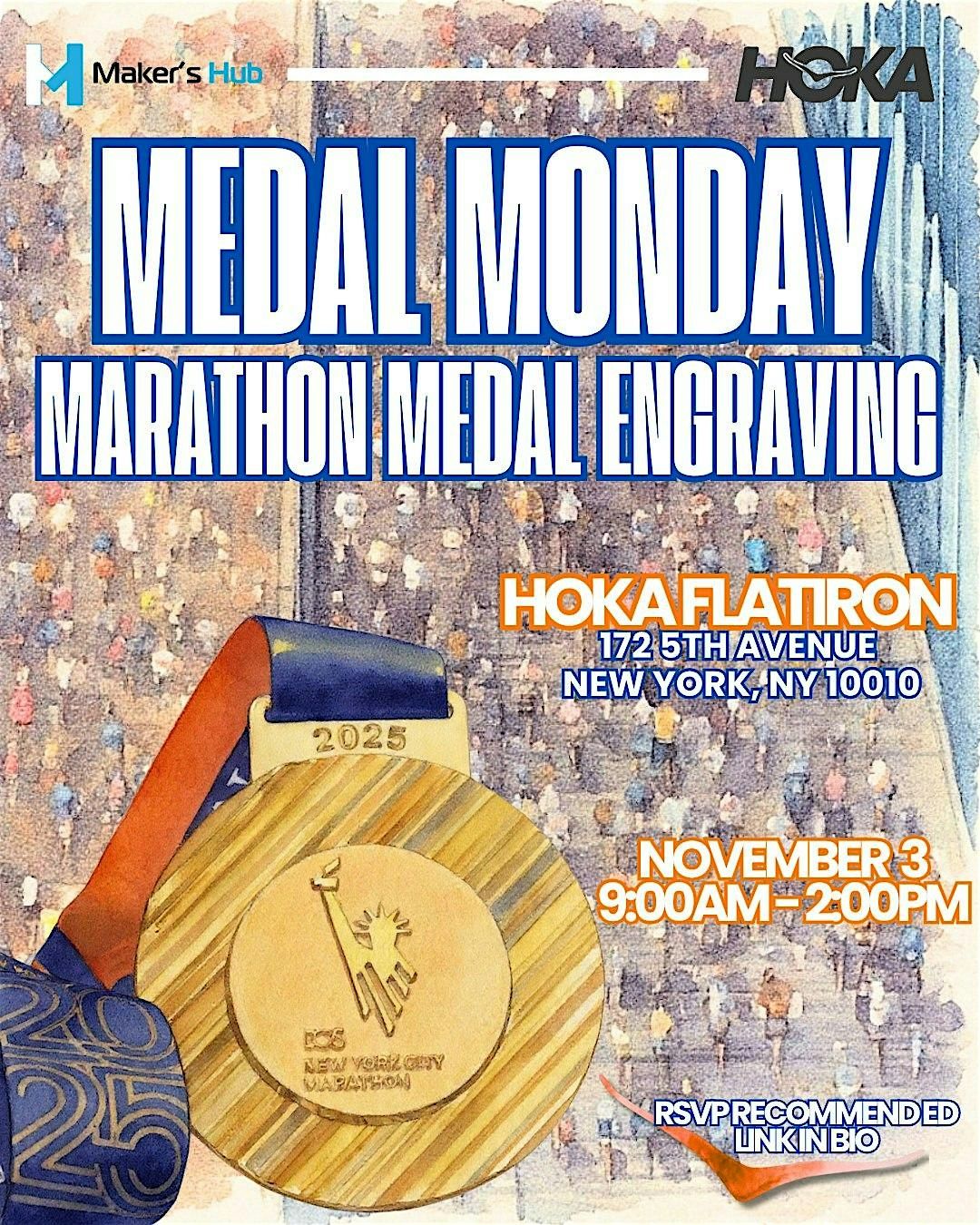 Medal Monday (FREE Marathon Medal Engraving) at HOKA Flatiron