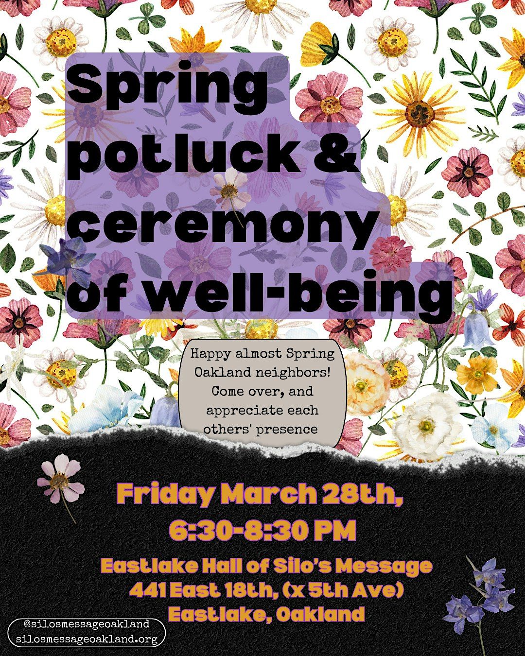 Spring Potluck & Ceremony of Well-Being \/ Silo's Message