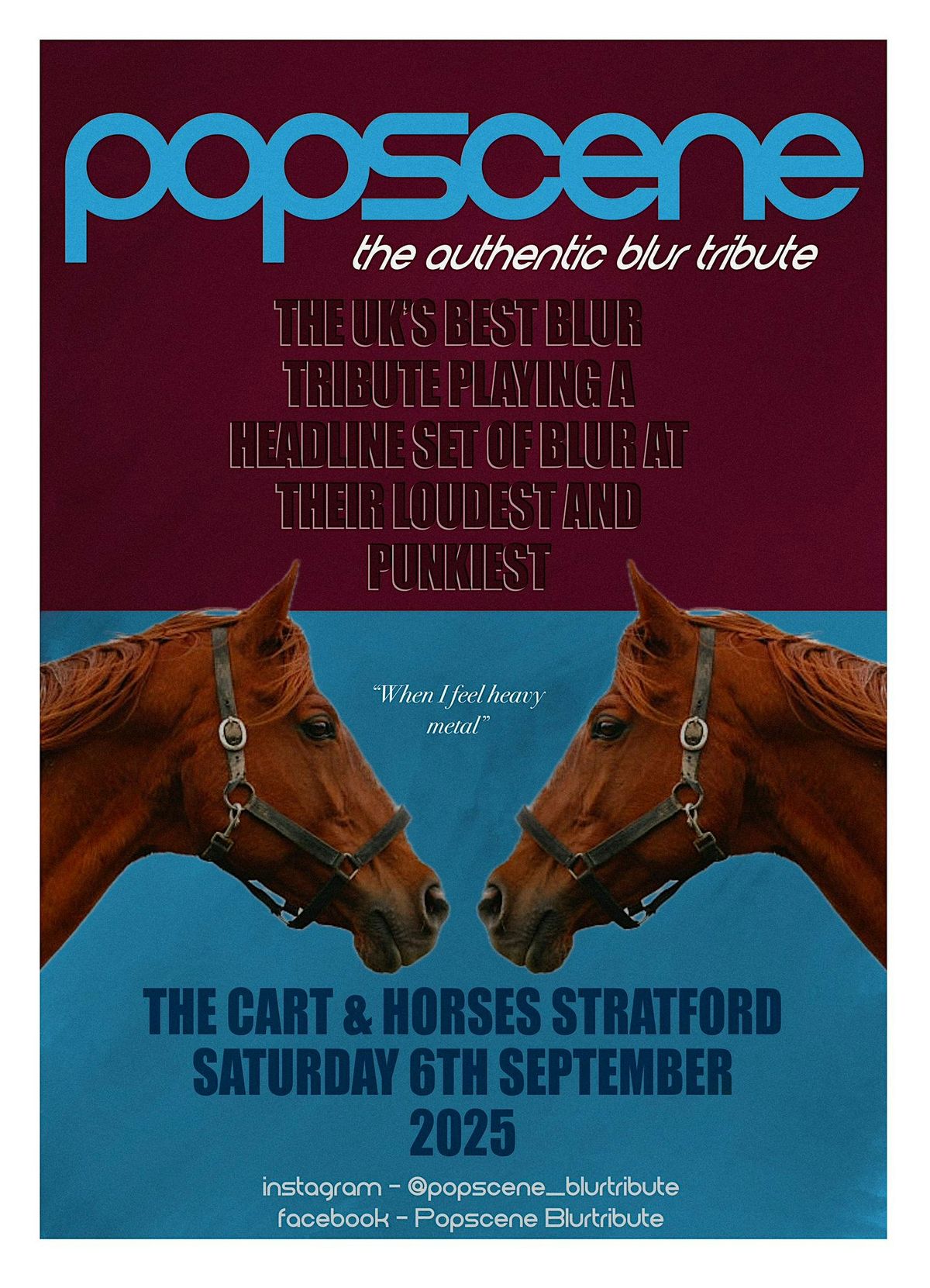 Popscene - The Authentic Blur Tribute LIVE - Cart & Horses LONDON E15