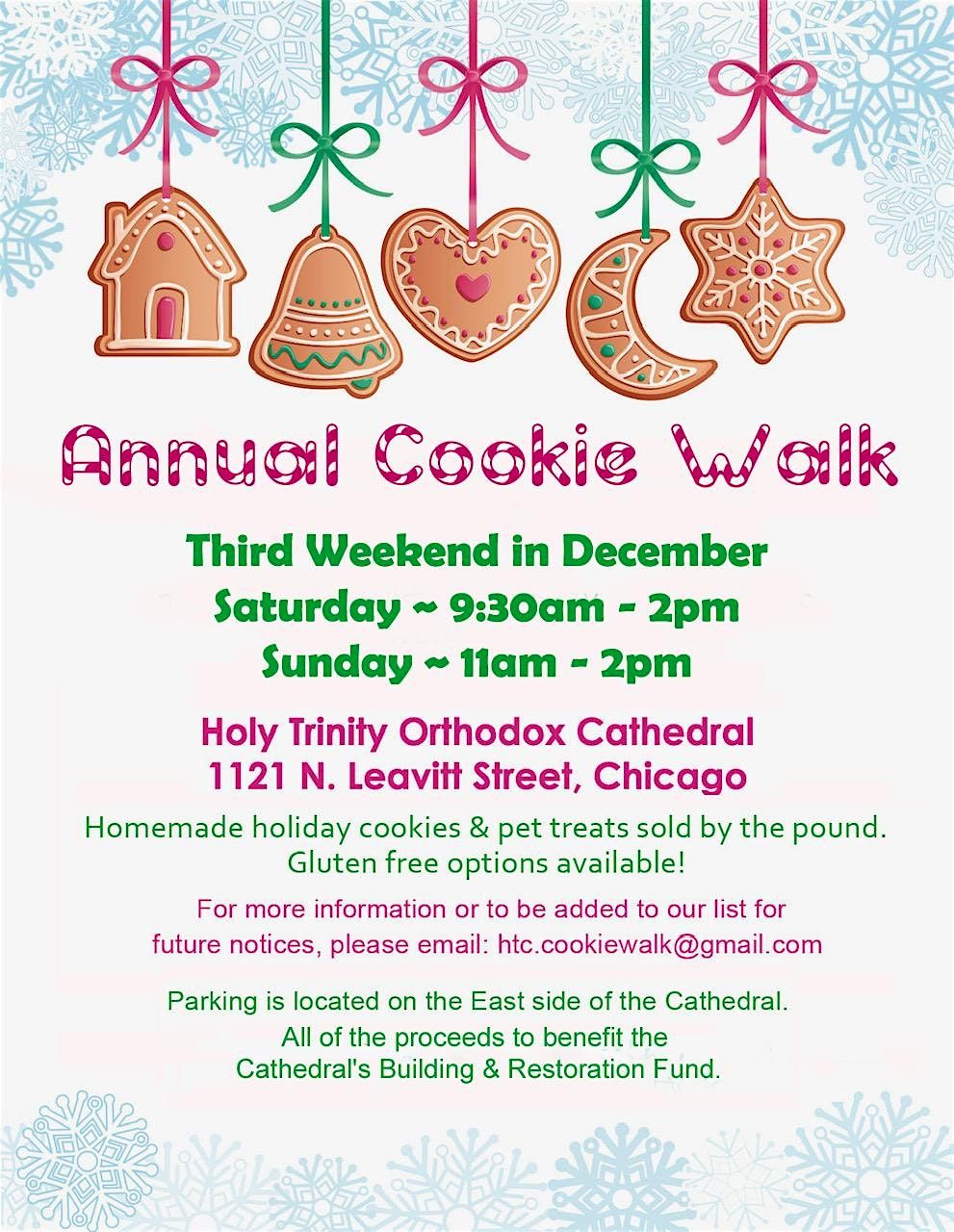 COOKIE WALK at Holy Trinity Cathedral, Chicago on December 21st & 22nd