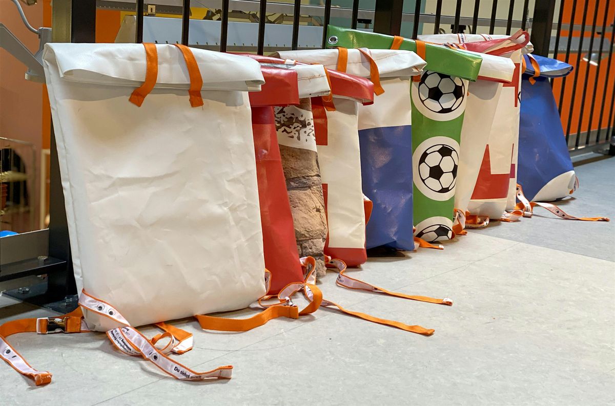 Upcycling-N\u00e4hworkshop: Rucksack aus Werbebanner