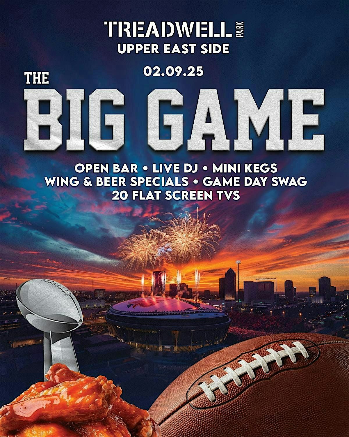 2\/9: "BIG GAME 2025" WATCH PARTY @ Treadwell Park UES