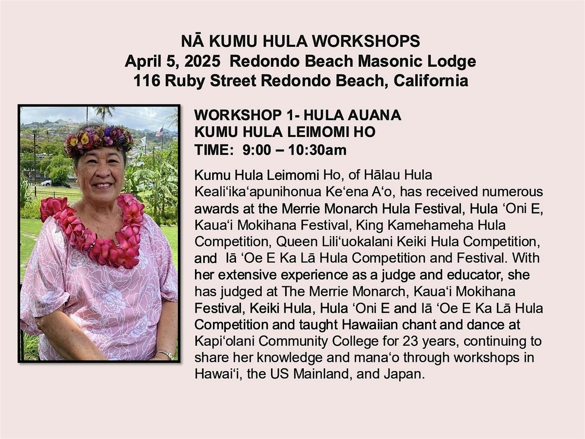 KUMU HULA LEIMOMI HO HULA AUANA WORKSHOP