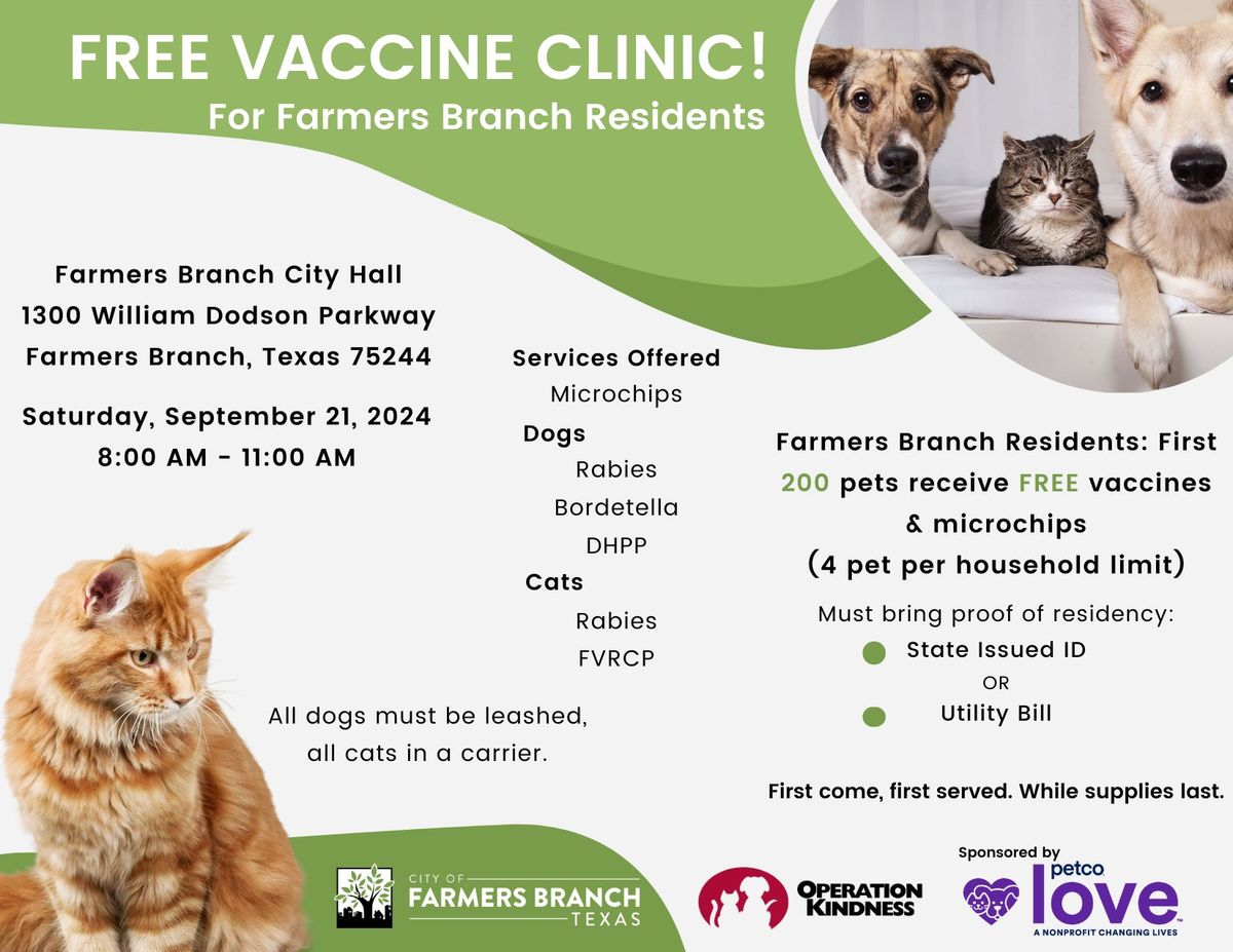 FREE Vaccine and Microchip Event for Pets