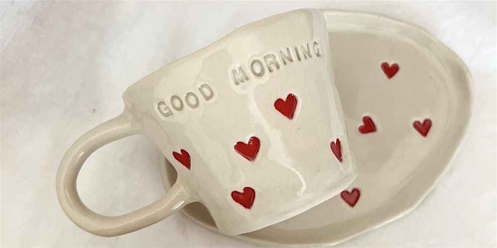 Pottery Workshop - Loving Hearts Cup and Saucer