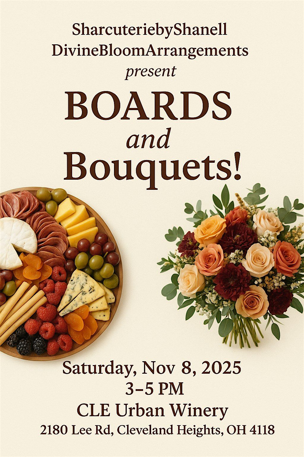 Boards & Bouquets Charcuterie and Flower Bouquet making class