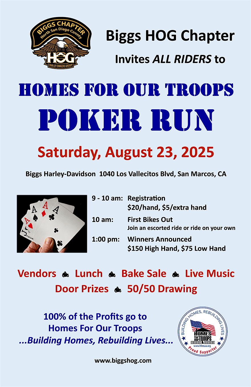 Biggs HOG Homes for Our Troops benefit Poker Run