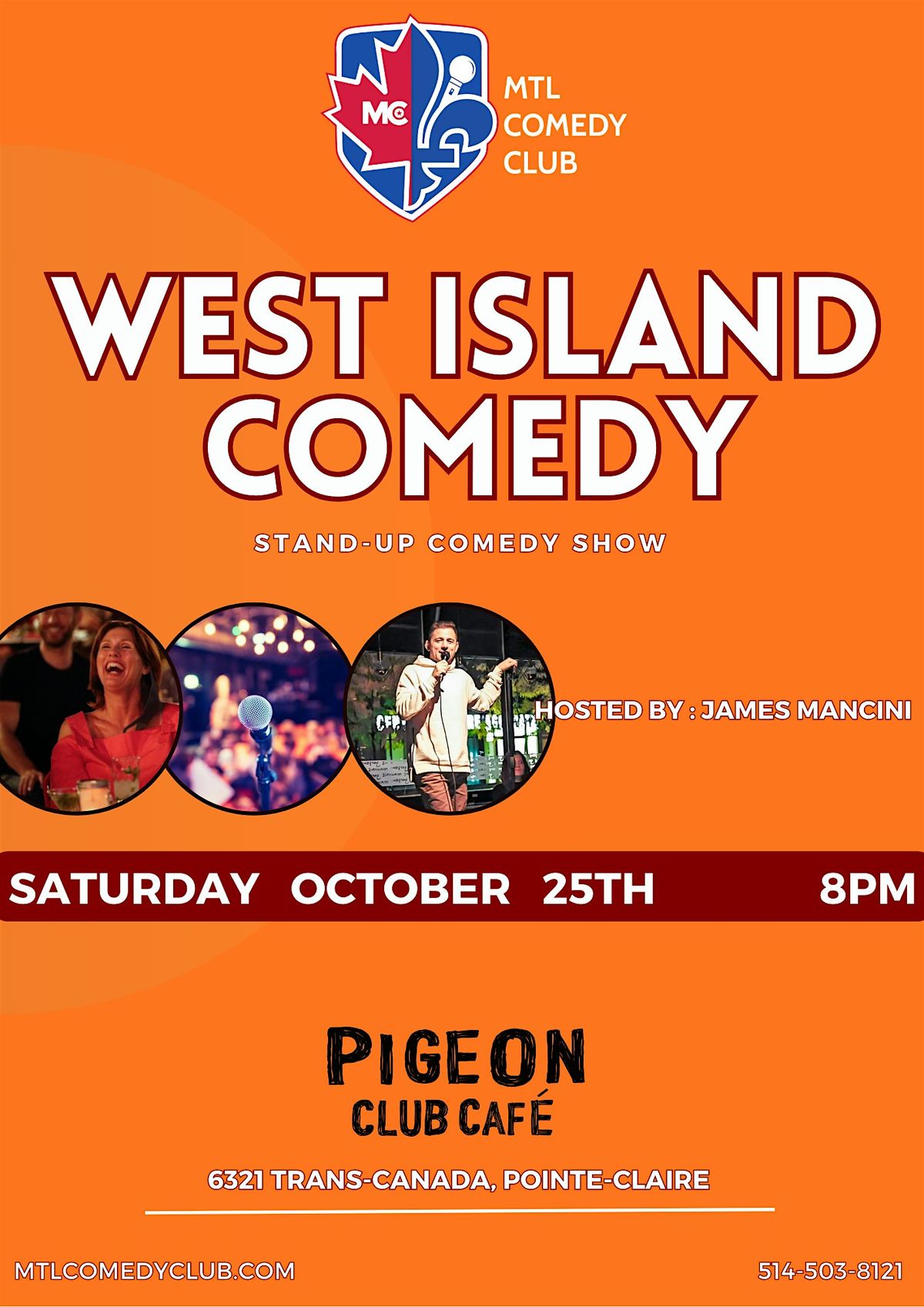 West Island Comedy Show at Pigeon Cafe | Saturday October 25th, 8pm