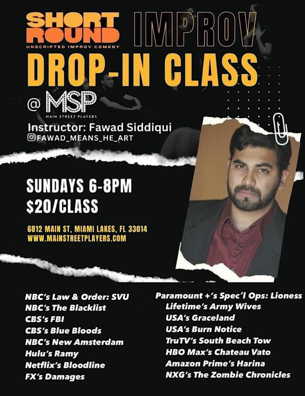 Short Round Improv\u2019s Weekly Improv Acting Drop-In Class