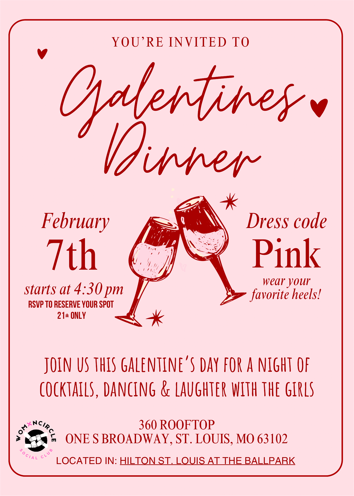 Galentines Dinner at 360 Roofttop