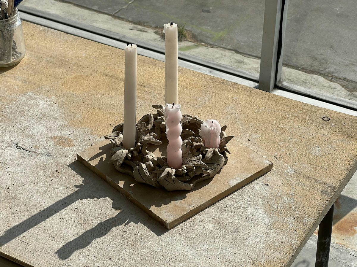 Ceramic Holiday Wreath Candle Holder Class - Beginner Pottery Lesson