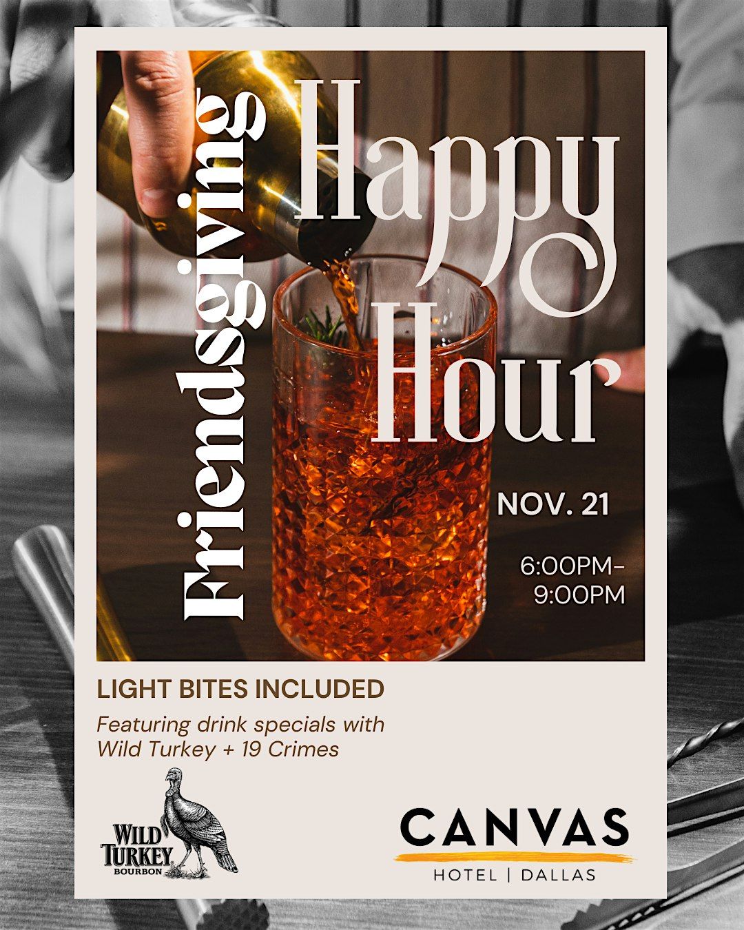 Friendsgiving Happy Hour @ CANVAS Hotel: Spirits, Bites & Vibes