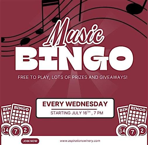 Wednesday Night Music Bingo at Aspirations Winery