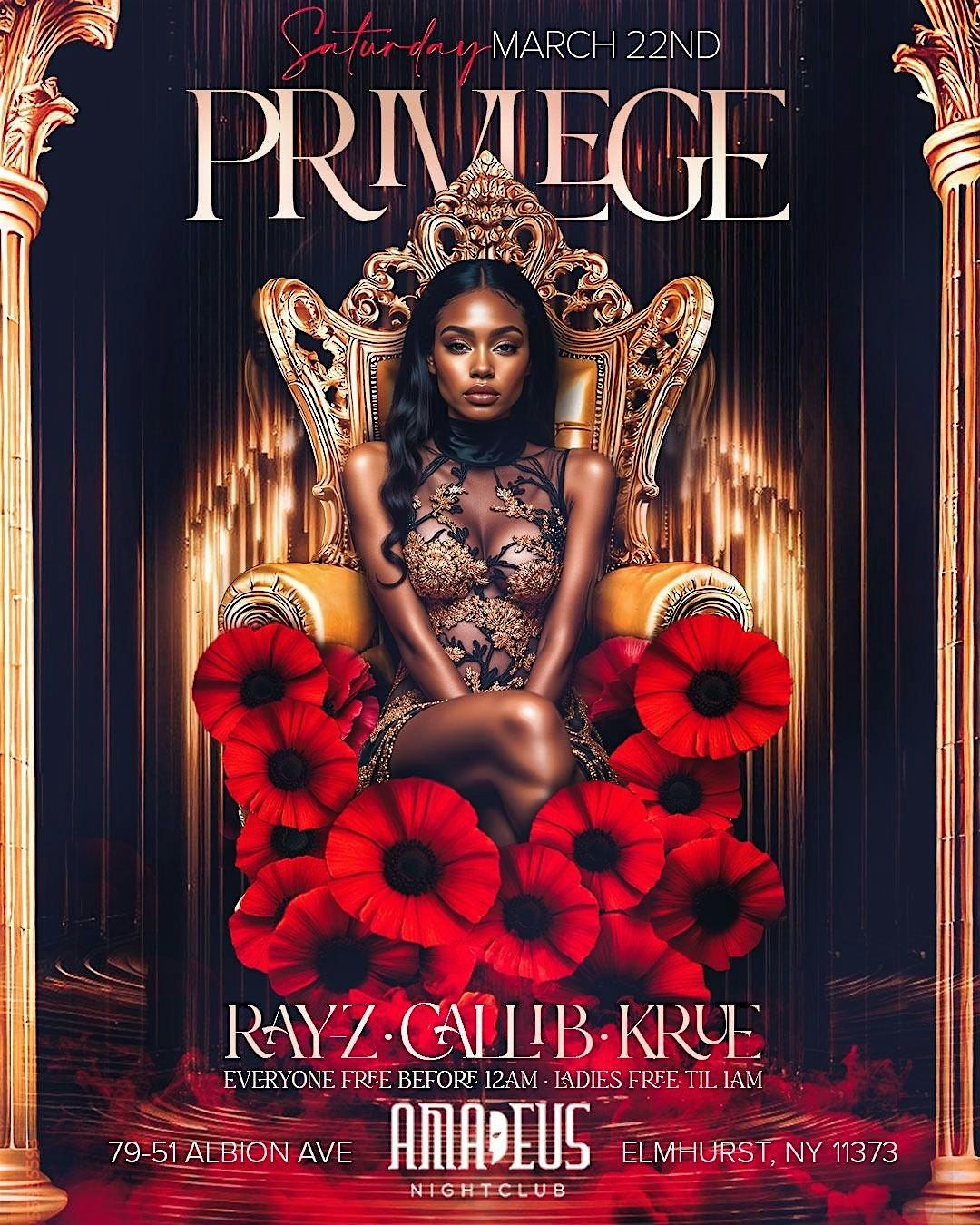 PRIVLEGE SATURDAY MARCH 22ND AT CLUB AMADEUS !!! NO CVR FOR LADIES