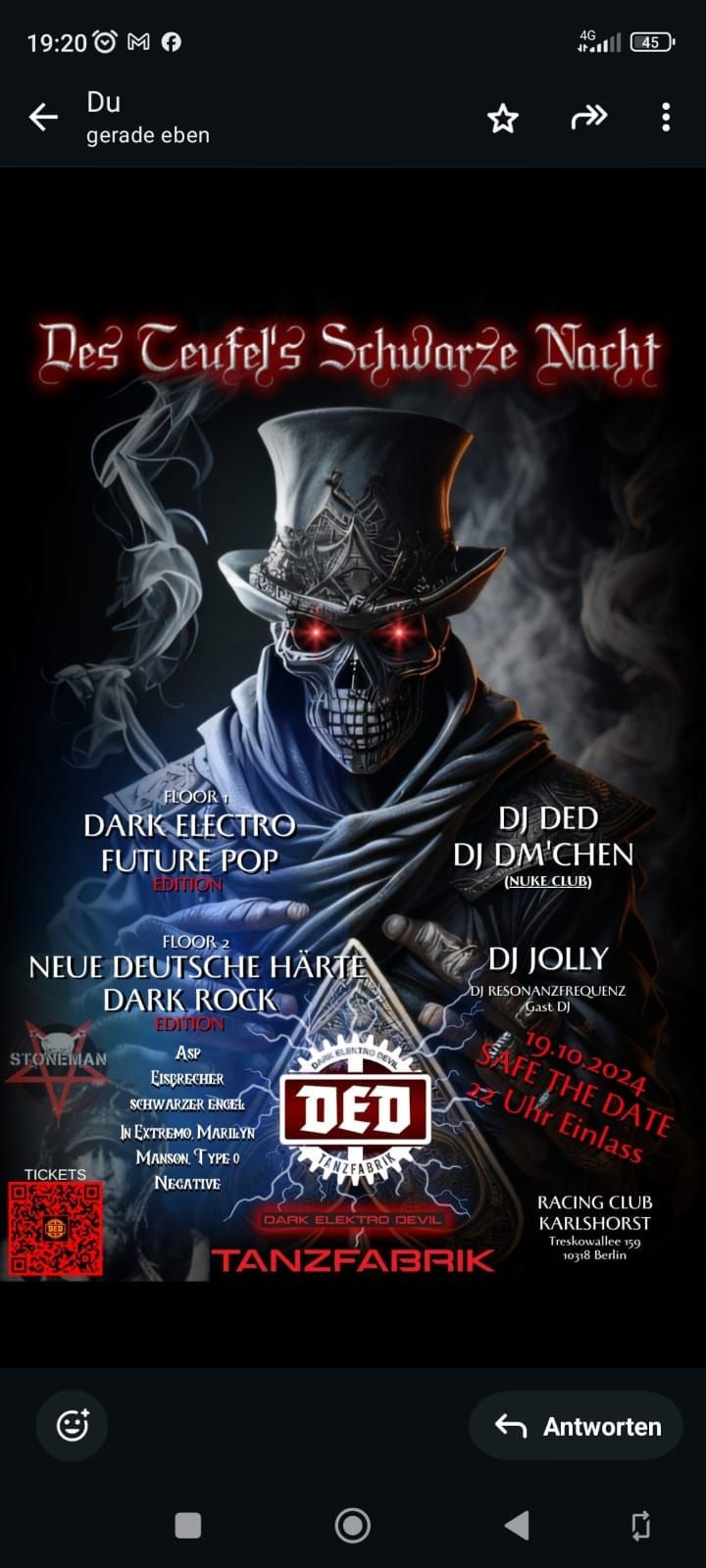 DED Tanzfabrik: Des Teufels schwarze Nacht ! +++ 2 Floors +++ 4 DJ's 