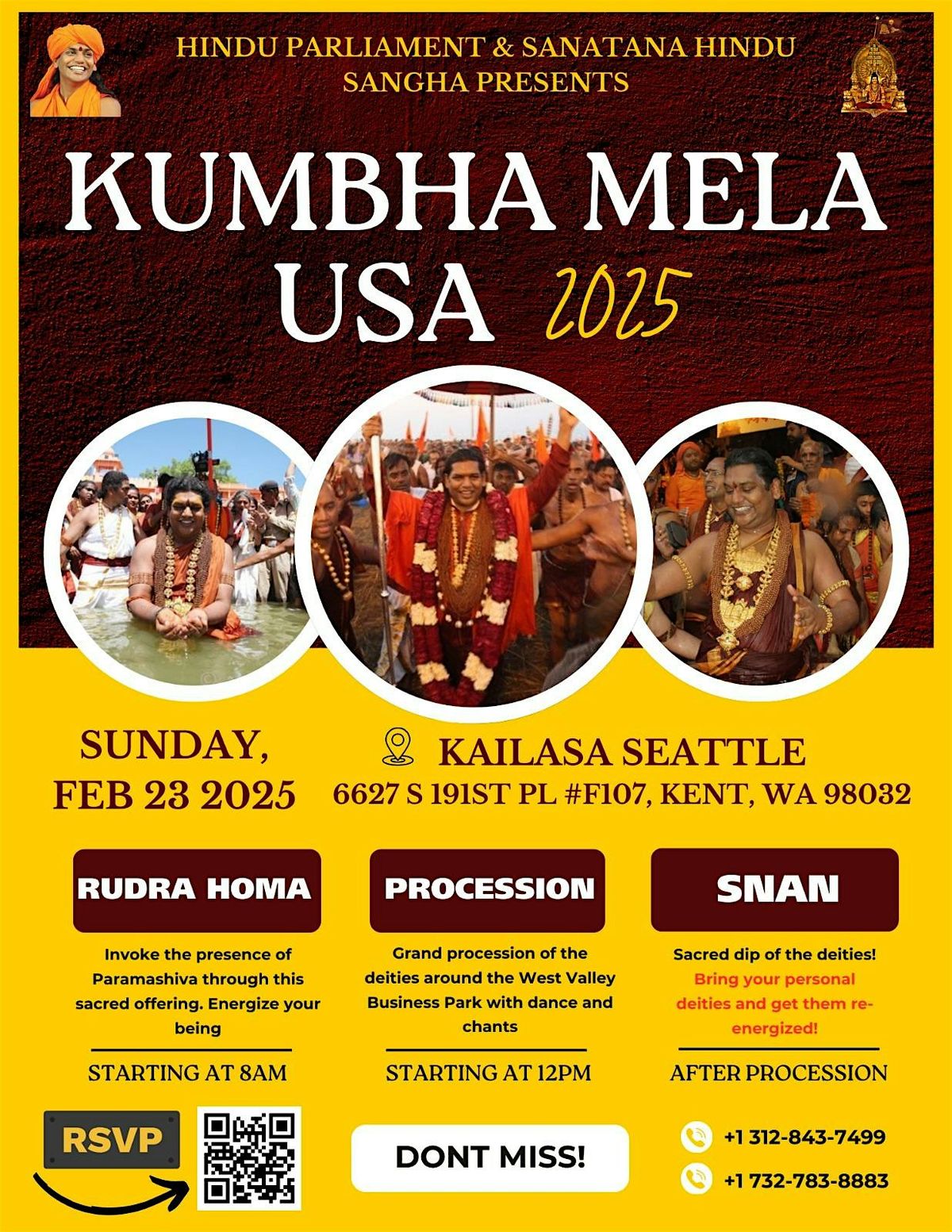 Kumbh Mela USA 2025 - Saan on Feb 23 -at Kailasa Seattle