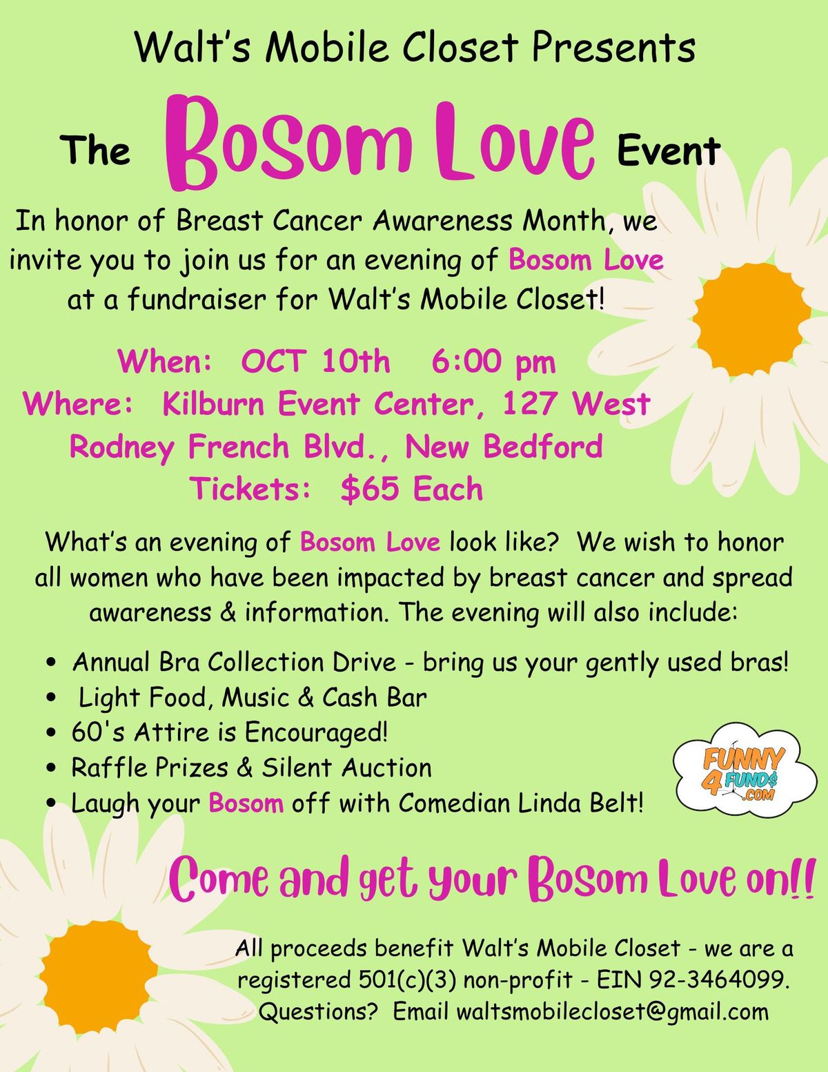 The Bosom Love Event - A Fundraiser for Walt's Mobile Closet