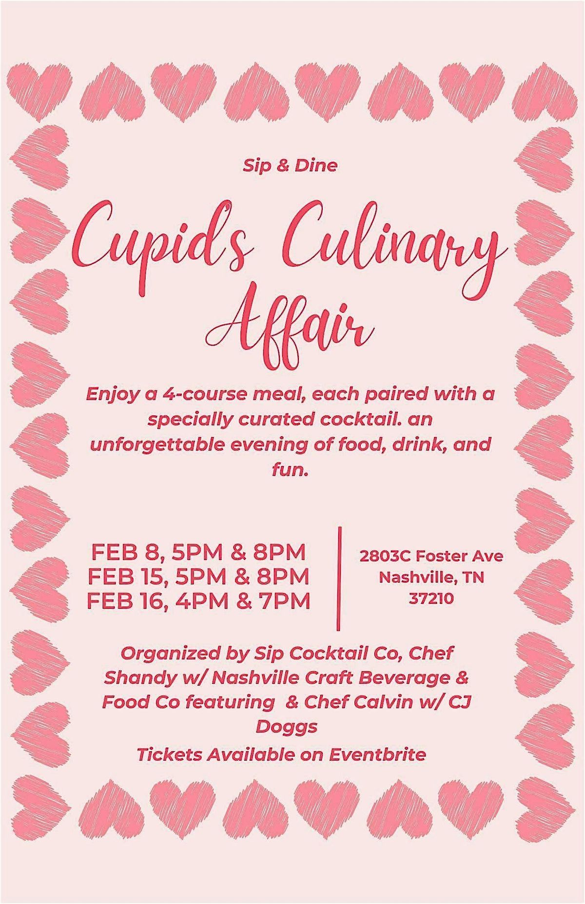 Cupid's Culinary Affair: A 4-Course Dinner with Cocktail Class Experience