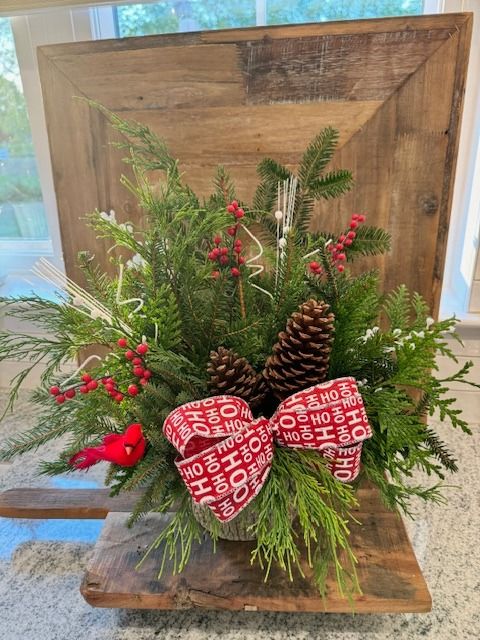 Winter greenery planter at House & Barn