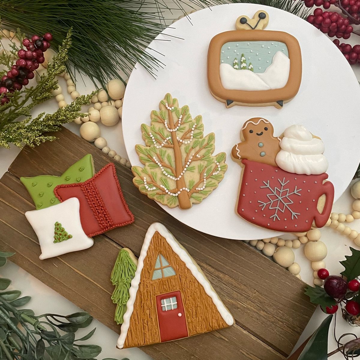 Cozy Cabin Christmas Cookies with Little Sister Cookie