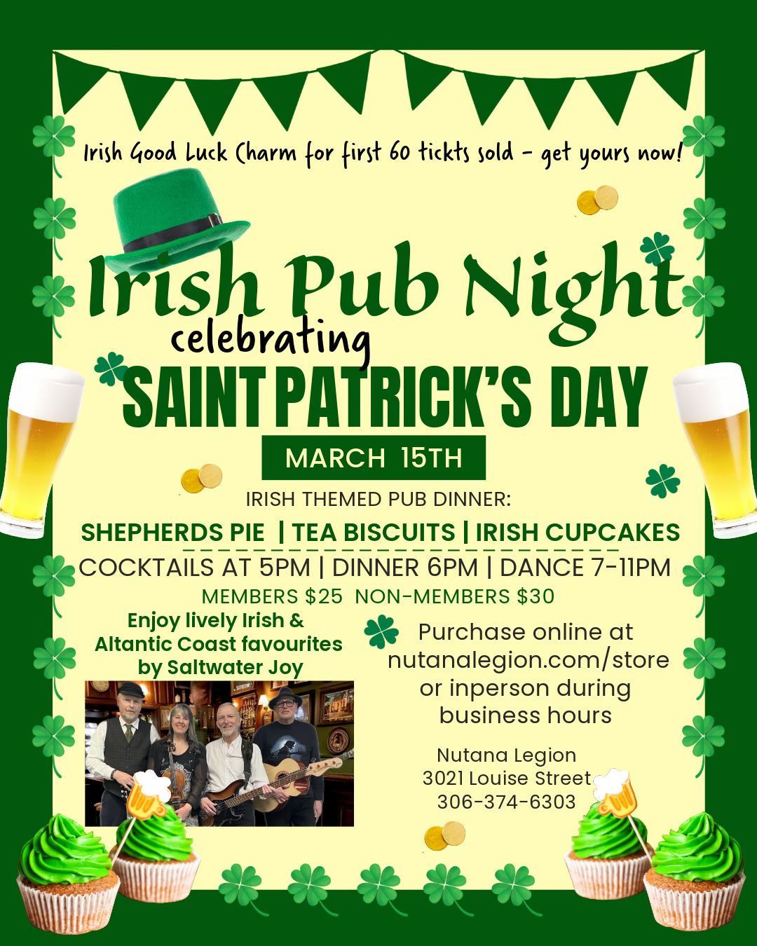 St Patrick\u2019s Day pub dinner and dance with Saltwater Joy