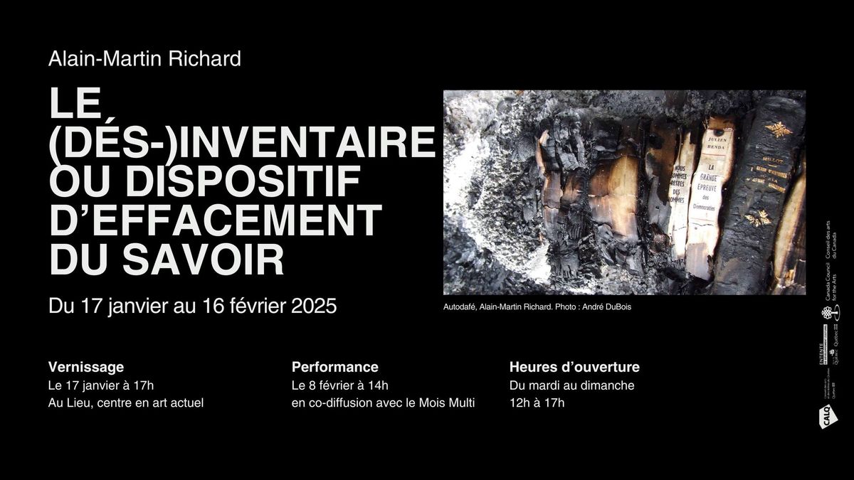 Alain Martin Richard | Le (D\u00e9s-)inventaire ou Dispositif d\u2019effacement du savoir