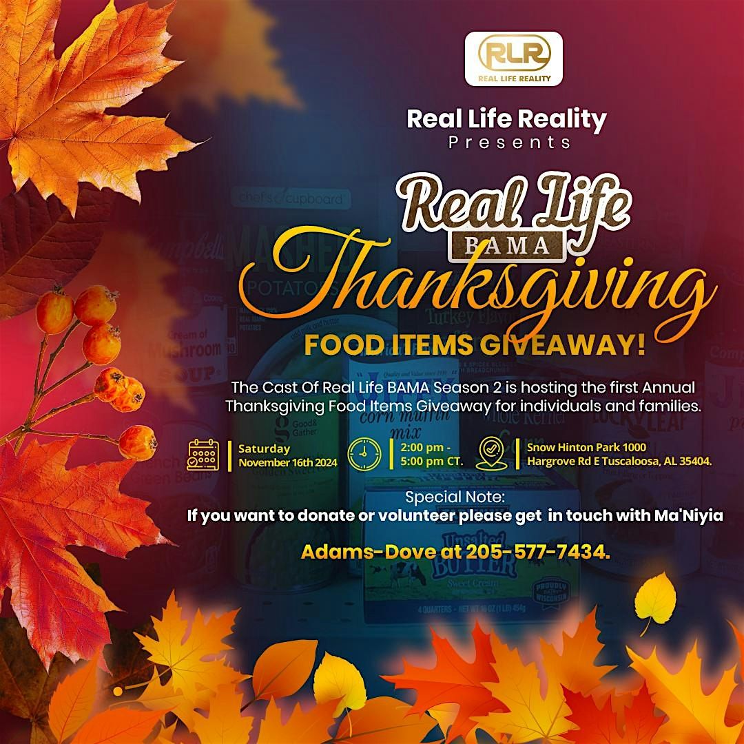 REAL LIFE BAMA THANKSGIVING FOODS ITEMS GIVEAWAY!