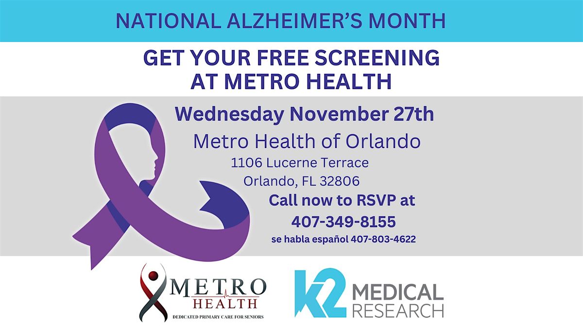 Free Memory Screening at Metro Health of Orlando