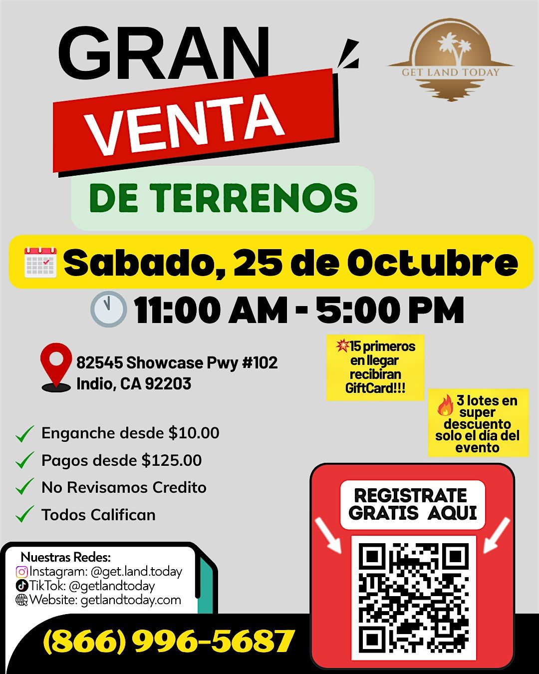 \u00a1GRATIS GRAN VENTA DE TERRENOS! \u00a1TRAIGA A SU FAMILIA! FACIL FINANCIAMIENTO!