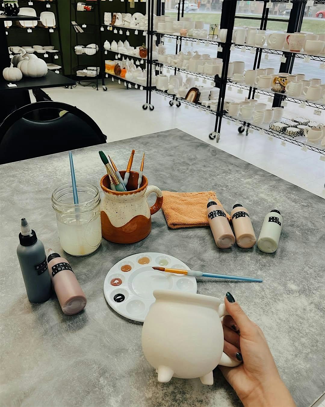 Halloween Ceramic Witch\u2019s Brew Mug Painting Workshop (Beginner-Friendly)