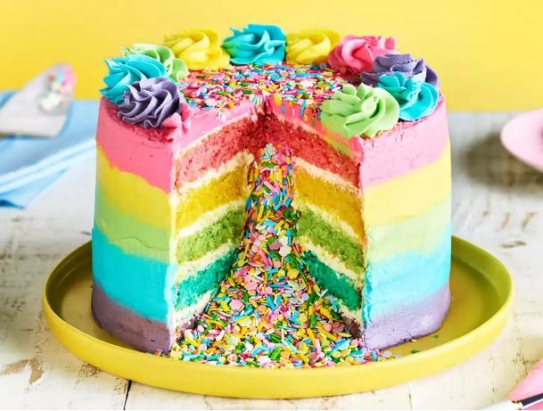 Family Rainbow Explosion Cake