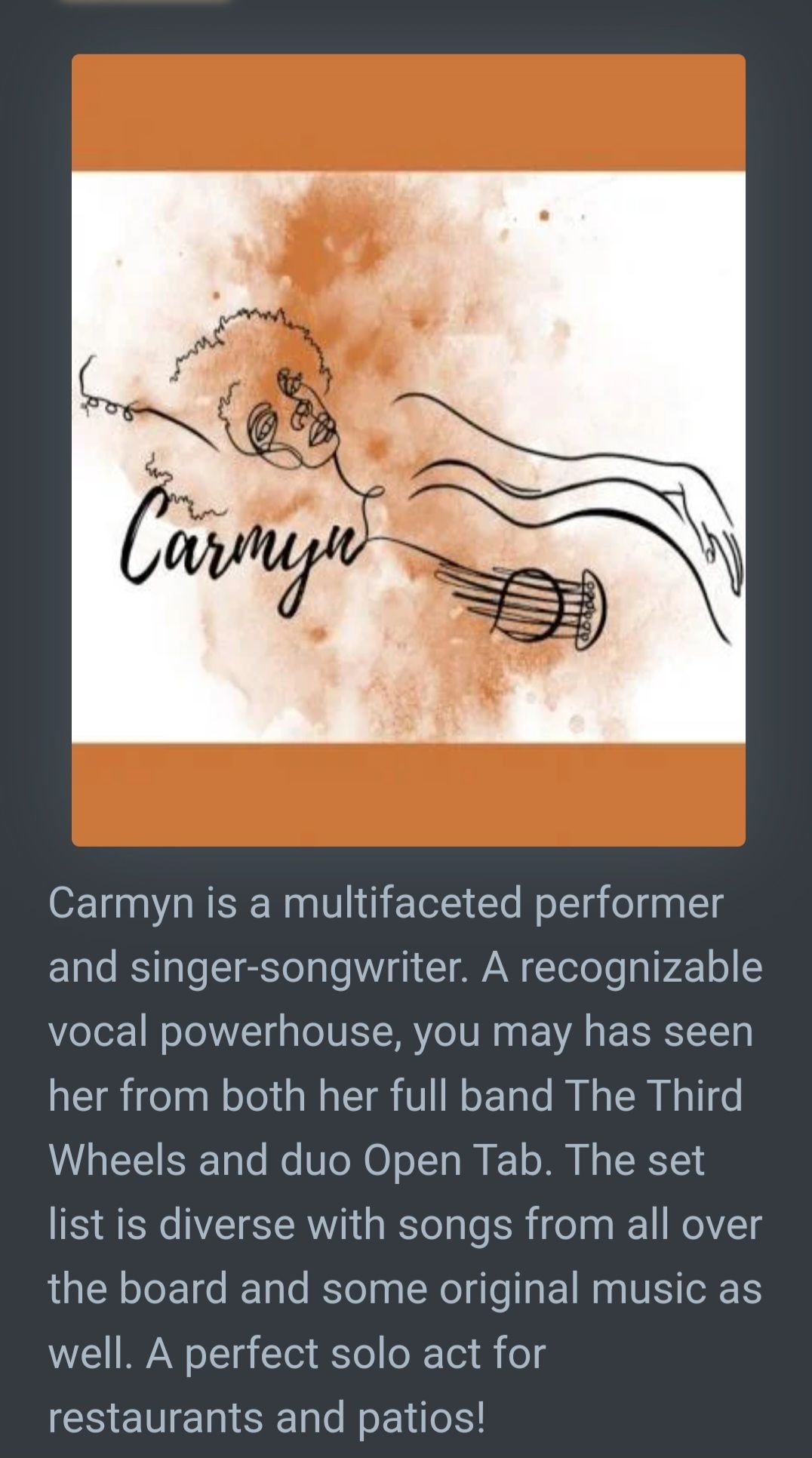 LIVE MUSIC FEATURING CARMYN!