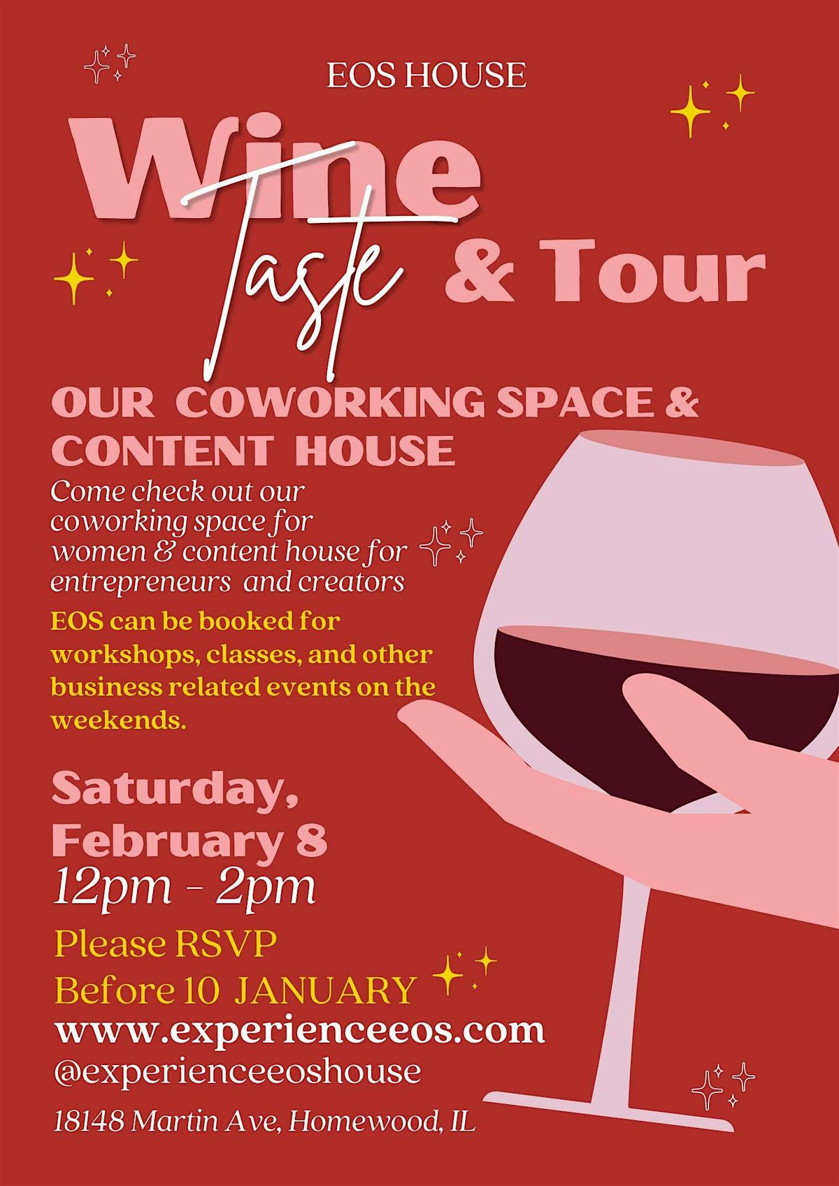 Wine Taste & House Tour: South Suburban Coworking Space & Content House