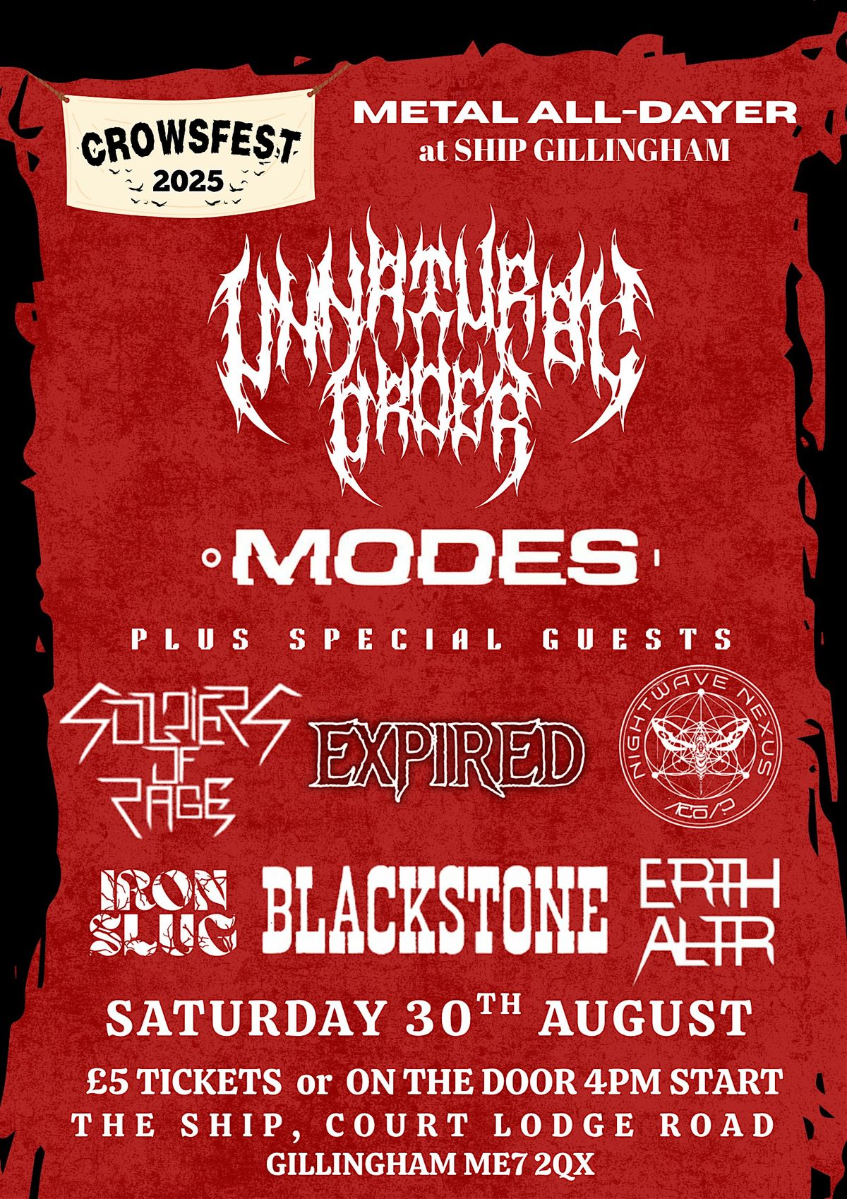 UNNATURAL ORDER all-dayer w. Modes \/ Expired + more - Ship Gillingham