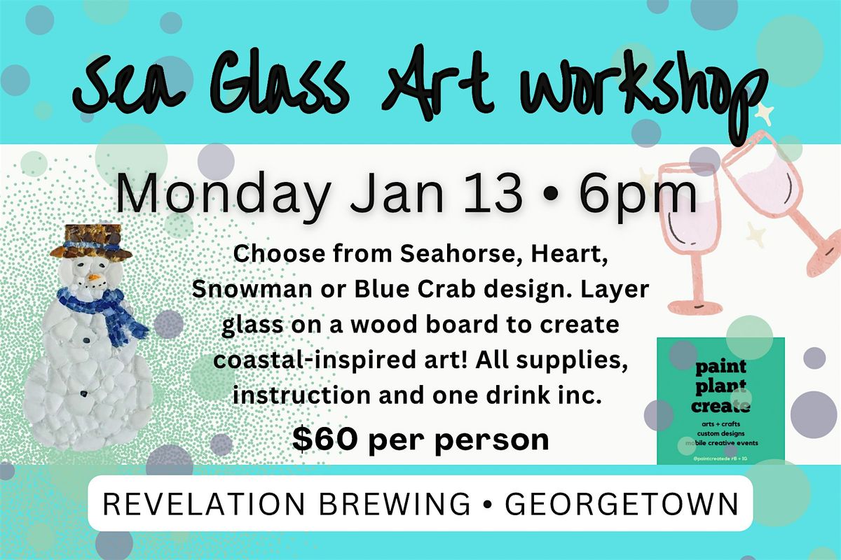 Sea Glass Art on Wood DIY Craft & Sip