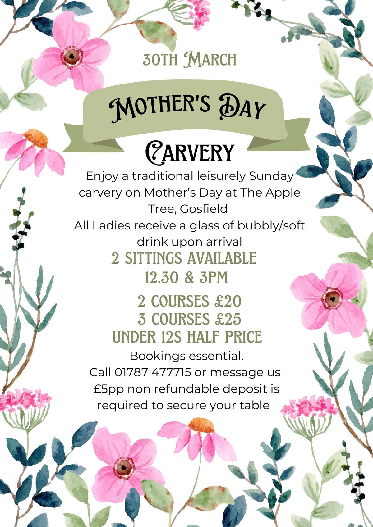 Fully Booked!Mothers Day Carvery 