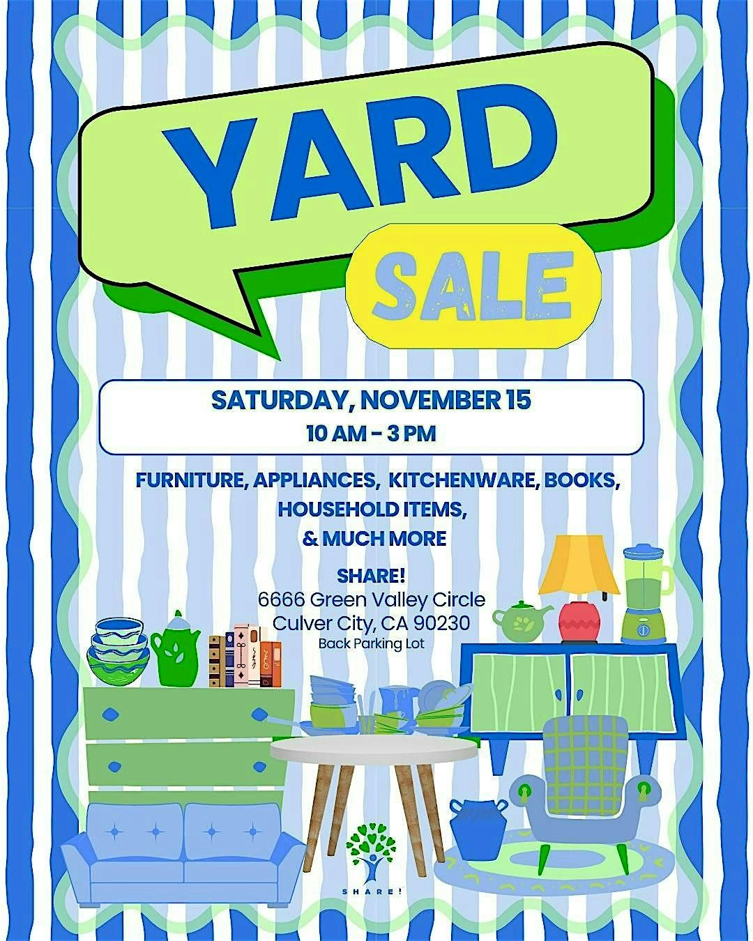 Community Fundraiser Yard Sale at SHARE! in Culver City, CA.