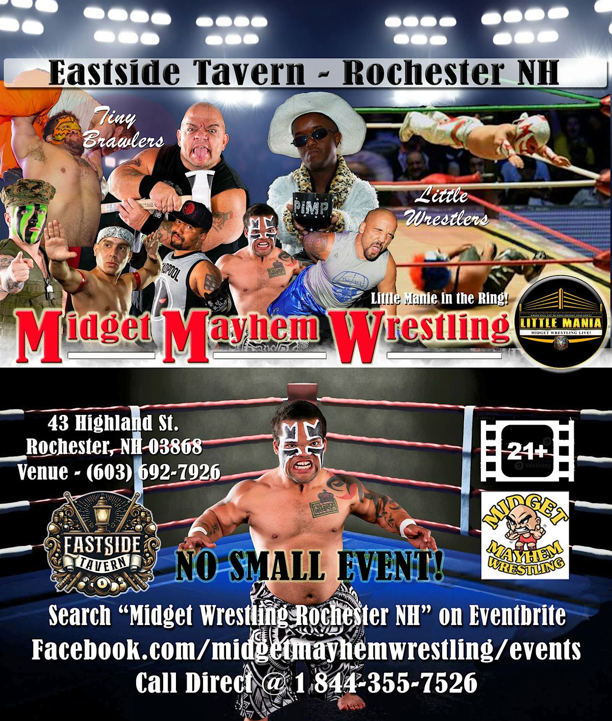 Midget Mayhem \/ Little Mania Wrestling in the Ring! Rochester NH 21+