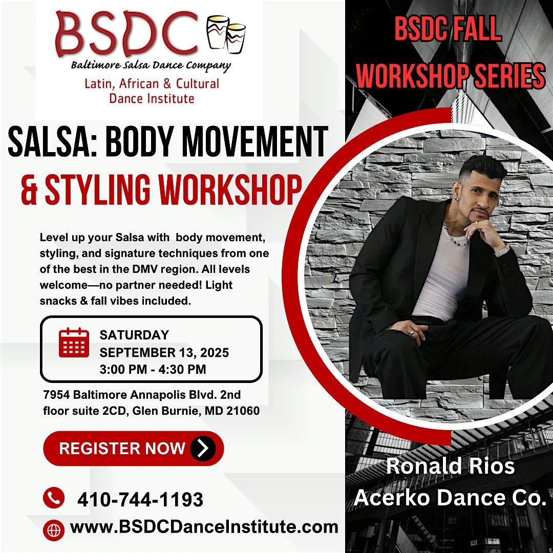 Salsa: Body Movement & Styling Workshop w\/ Ronald Rios (BSDC Fall Series)